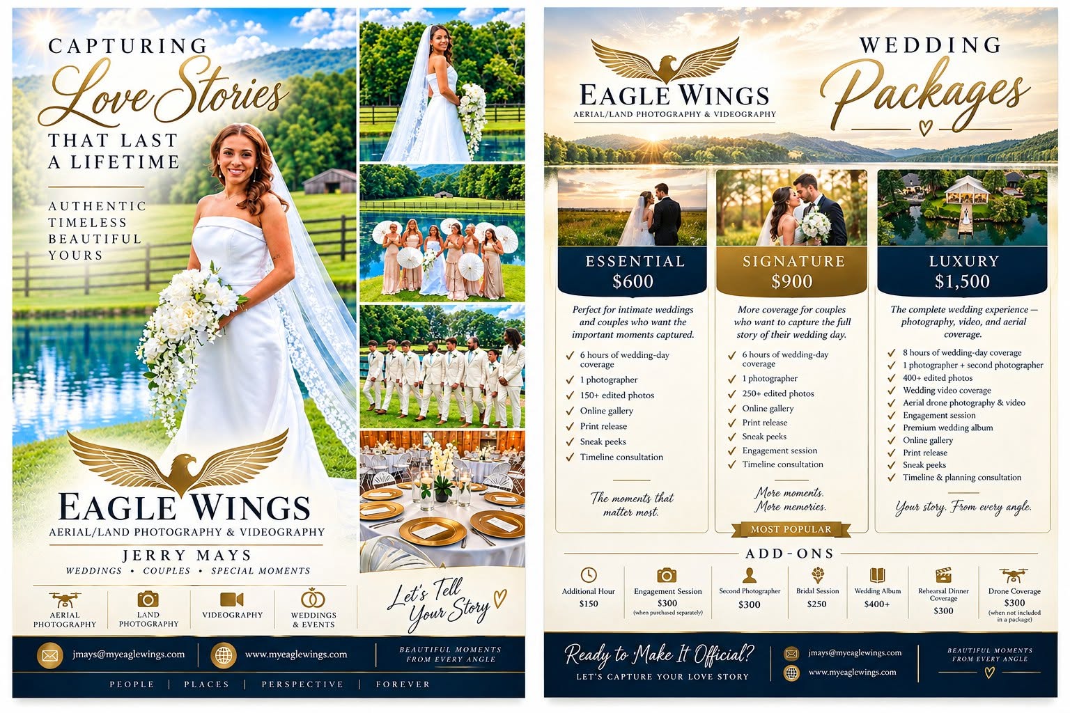Wedding photography and videography packages
